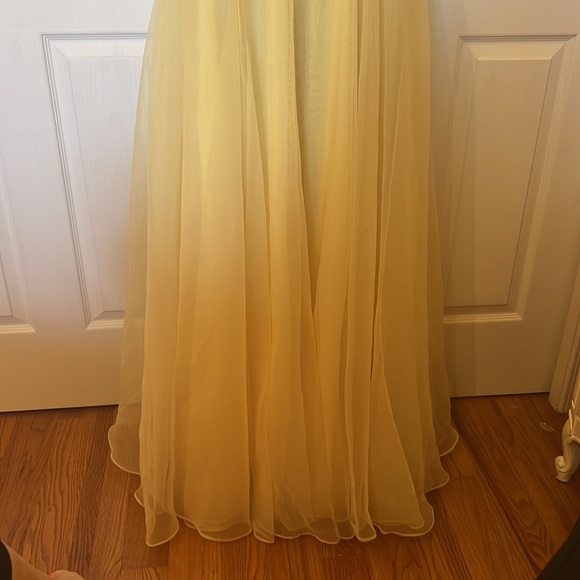 Alyce Designs yellow tulle and holographic sequin prom/bridesmaid/formal  size 6 - Picture 3 of 11
